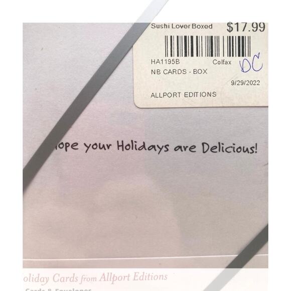 Sushi Lover’s 12 Days of Christmas 12 boxed cards and envelopes NEW - Picture 6 of 7